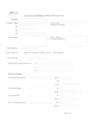Utech Electronics Credit Application
