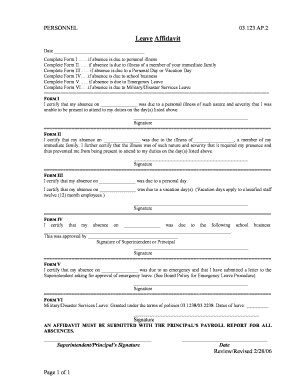 Leave Affidavit Form