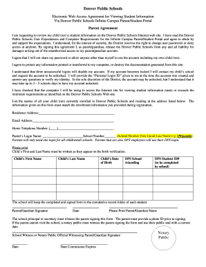 Denver Public Schools Student Information Access Agreement