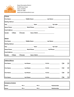 Desert Recreation District Waiver and Release Form