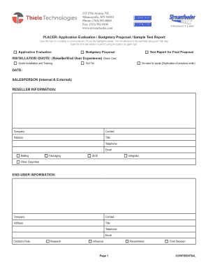 PLACER Application Evaluation Form