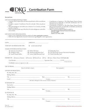 Delta Kappa Gamma Society International Contribution Form