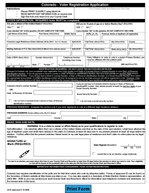 Colorado Voter Registration Application
