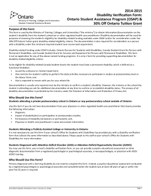 Ontario Disability Verification Form