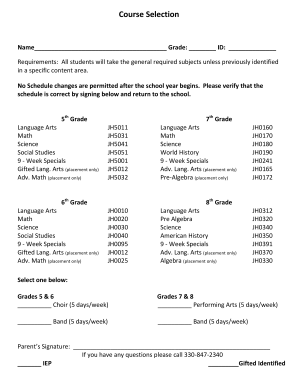 Course Selection Form