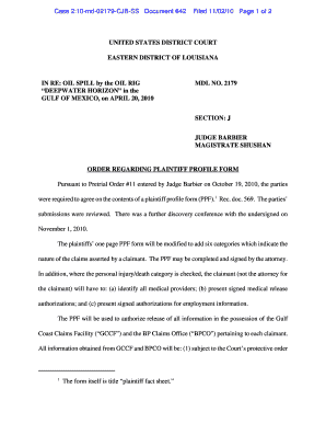 Plaintiff Profile Form