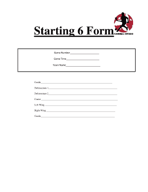 Hockey Game Roster Form
