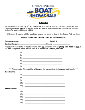 Exhibitor Badge Order Form