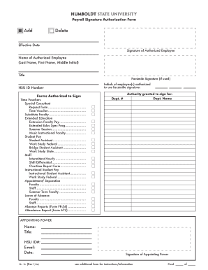 Payroll Signature Authorization Form
