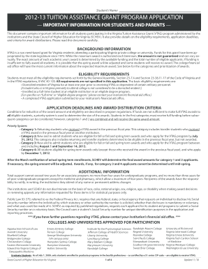 Virginia Tuition Assistance Grant Application