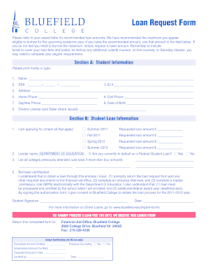 Student Loan Request Form