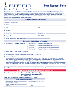 Student Loan Request Form