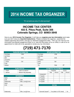 2014 Income Tax Organizer