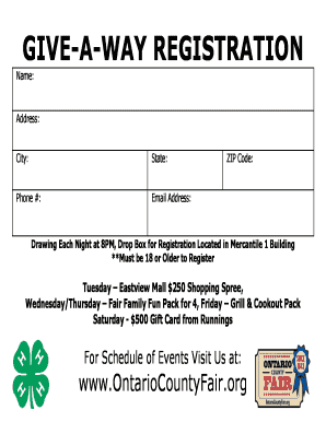 Ontario County Fair Giveaway Registration
