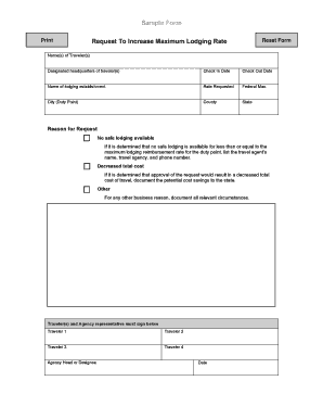 Request to Increase Maximum Lodging Rate