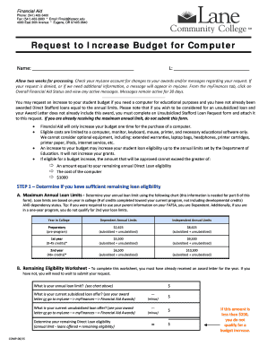Request to Increase Budget for Computer