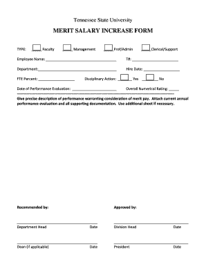 Tennessee State University Merit Salary Increase Form