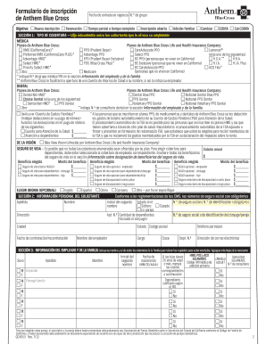Formulario de inscripción de Anthem Blue Cross