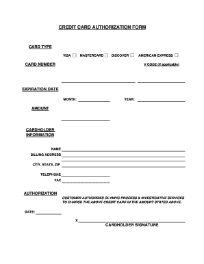Credit Card Authorization Form
