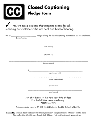 Closed Captioning Pledge Form