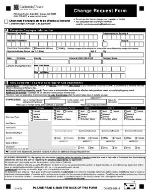 CaliforniaChoice Employee Benefit Change Request Form