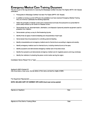 Emergency Medical Care Training Form