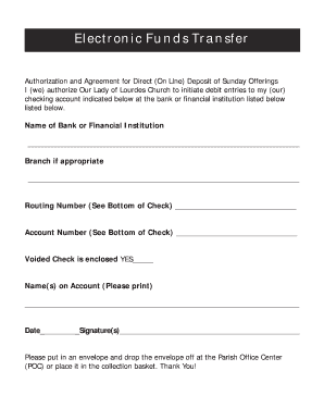 Electronic Funds Transfer Authorization