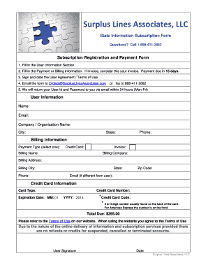 State Information Subscription Form