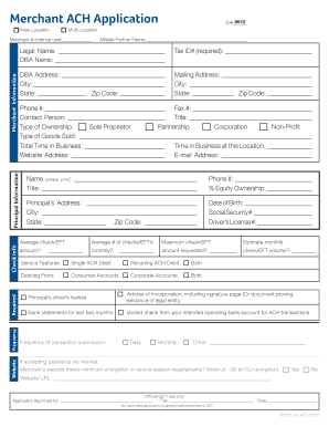 Merchant ACH Application