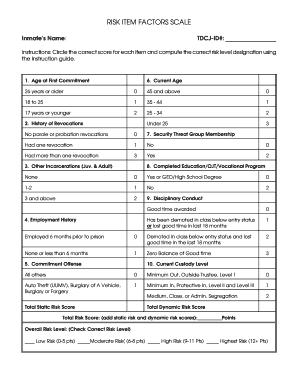 Texas Parole Board Risk Assessment Form