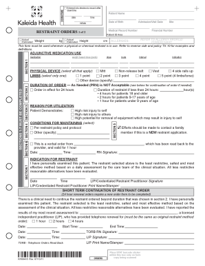 Medical Restraint Order Form
