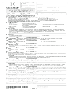 Initial Sepsis Orders Form