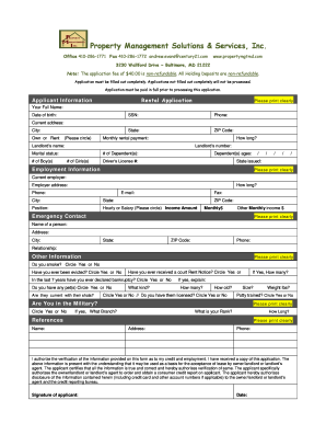 Rental Application Form