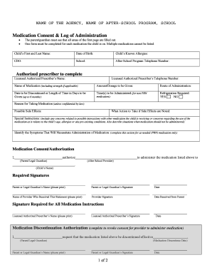 Medication Consent Form for After-School Programs