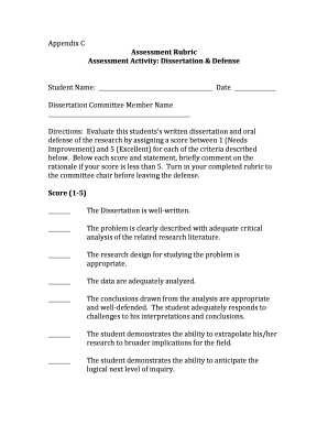 Dissertation Assessment Rubric