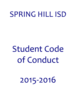 Spring Hill ISD Student Code of Conduct Acknowledgment