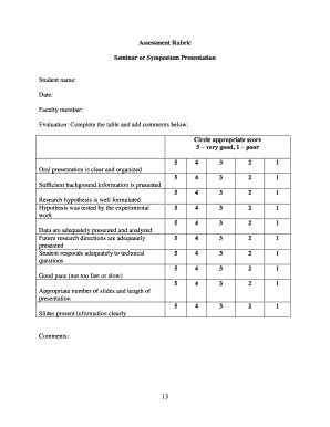 Seminar Presentation Assessment Form