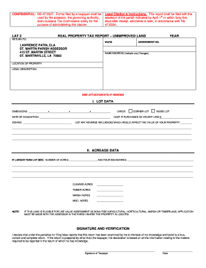 Louisiana Unimproved Land Tax Report