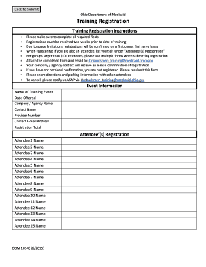 Ohio Medicaid Training Registration Form