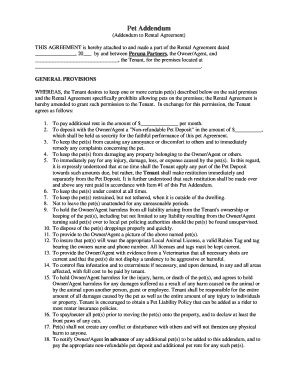 Pet Addendum to Rental Agreement