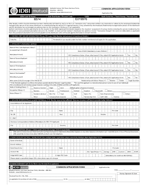 IDBI Mutual Fund Common Application Form