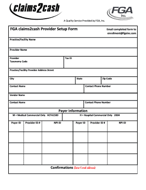 FGA Provider Setup Form
