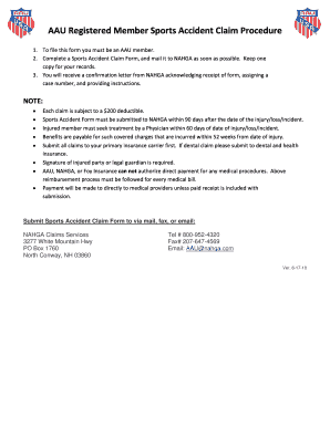 AAU Sports Accident Claim Form