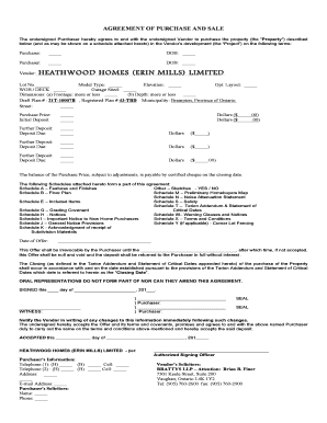 Ontario Purchase and Sale Agreement