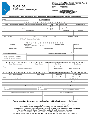 Florida ENT Patient Information Form