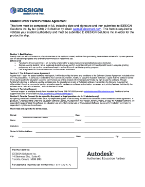 Student Autodesk Software Purchase Agreement