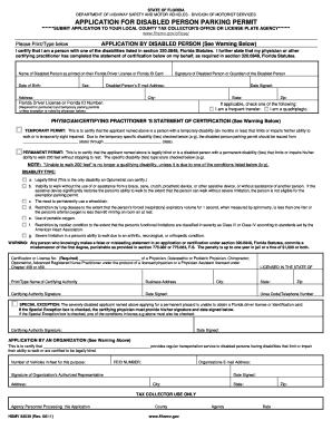 Florida Disabled Person Parking Permit Application