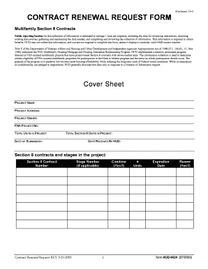 HUD-9624 Contract Renewal Request Form