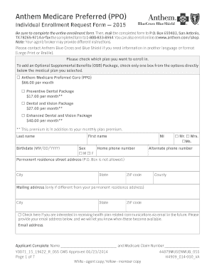 Anthem Medicare Preferred PPO Enrollment Form
