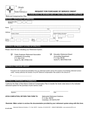 Request for Purchase of Service Credit